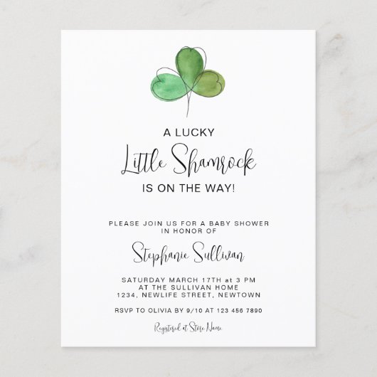 Papier Invitation de Baby shower Shamrock chanceux (Devant)