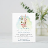 Papier Invitation de Baby shower Turquoise Bunny Budget (Debout devant)