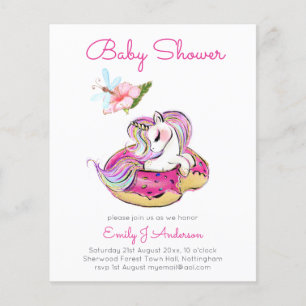 Papier Invitation de Baby shower Unicorn mignonne