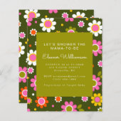 Papier Invitation de Baby shower vert des fleurs Super bu (Devant / Derrière)