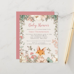 Papier Invitation de Baby shower Vintage Fox fille budget