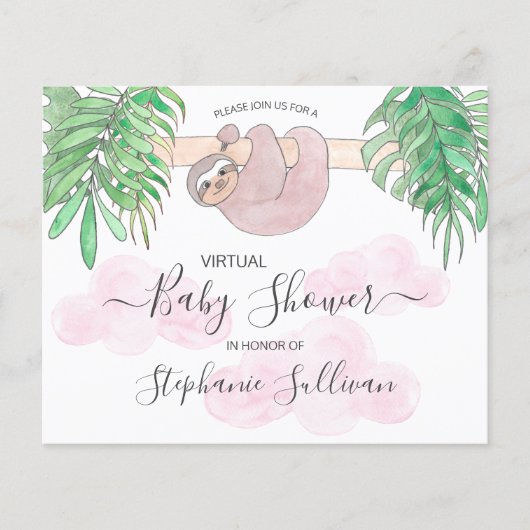 Papier Invitation de Baby shower virtuel Budget Pink (Devant)