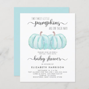Papier Invitation de Baby shower virtuel Citrouille Twin 
