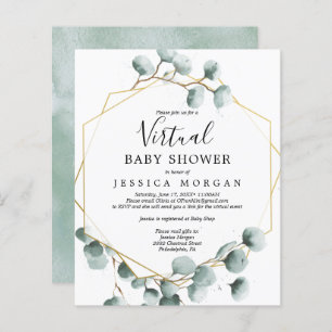 Papier Invitation de Baby shower virtuel Eucalyptus Budge