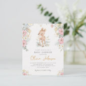 Papier Invitation de Baby showers floraux de cerfs de boi (Debout devant)