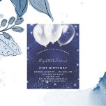 Papier Invitation de ballon bleu marine<br><div class="desc">Une invitation moderne,  élégante et glamour pour une fête d'anniversaire de 21e (ou tout âge). Un arrière - plan bleu marine,  décoré de faux éclats de parties scintillant et de ballons blancs. La couleur bleue est inégale. Personnalisez et ajoutez votre nom et les détails de votre fête.</div>