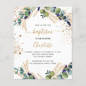 Papier Invitation de baptême au budget eucalyptus verdure (Devant)