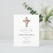 Papier Invitation de baptême bohème florale à budget avec (Debout devant)