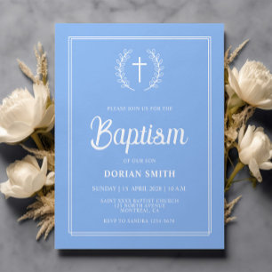 Papier Invitation de baptême Budget Blue Boy