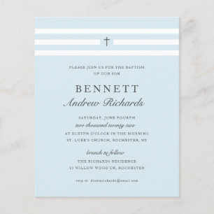 Papier Invitation de baptême budget Élégance Classique