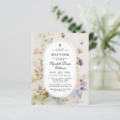 Papier Invitation de baptême de fleurs sauvages rustiques (Debout devant)