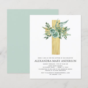 Papier Invitation de baptême de verdure d'eucalyptus sage