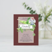 Papier Invitation de baptême d'éléphant bébé pour filles (Debout devant)