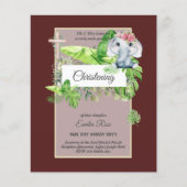 Papier Invitation de baptême d'éléphant bébé pour filles (Devant)