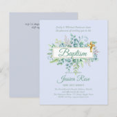 Papier Invitation de baptême Eucalyptus Verdure BUDGET (Devant / Derrière)