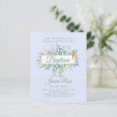 Papier Invitation de baptême Eucalyptus Verdure BUDGET (Debout devant)