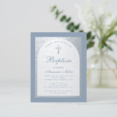 Papier Invitation de baptême garçon Budget Dusty Blue Arg (Debout devant)