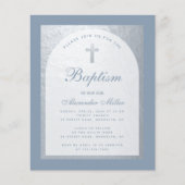 Papier Invitation de baptême garçon Budget Dusty Blue Arg (Devant)