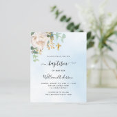 Papier Invitation de baptême garçon florale d'eucalyptus  (Debout devant)