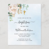 Papier Invitation de baptême garçon florale d'eucalyptus  (Devant)
