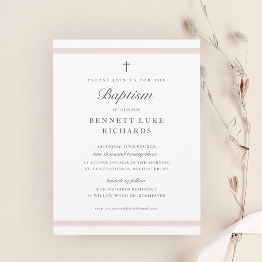 Papier Invitation de baptême pour filles d'élégance moder