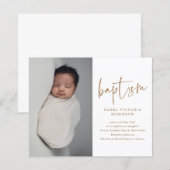 Papier Invitation de baptême simple à script moderne et é (Devant / Derrière)