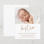 Papier Invitation de baptême simple à script moderne et é (Devant / Derrière)