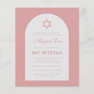 Papier Invitation de Bat Mitzvah Rose Poussiéreuse Arche