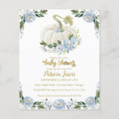 Papier Invitation de bébé à thème citrouille florale bleu (Devant)