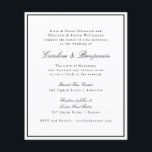 Papier Invitation de bordures de script officiel du budge<br><div class="desc">Budget Formal Classique Classique Script Élégant Mariage Invitation avec bordure noire étroite et en ligne RSVP Détails</div>