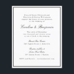 Papier Invitation de bordures de script officiel du budge<br><div class="desc">Budget Formal Classique Classique Script Élégant Mariage Invitation avec bordure noire étroite et en ligne RSVP Détails</div>
