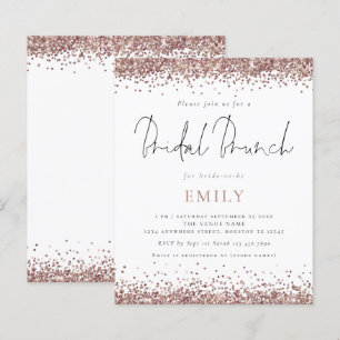 Papier Invitation de brunch de mariage à paillettes rose