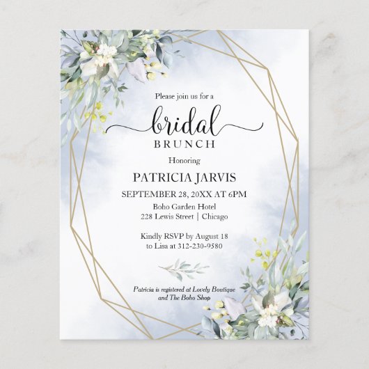 Papier Invitation de brunch de mariage à petit budget Euc (Devant)