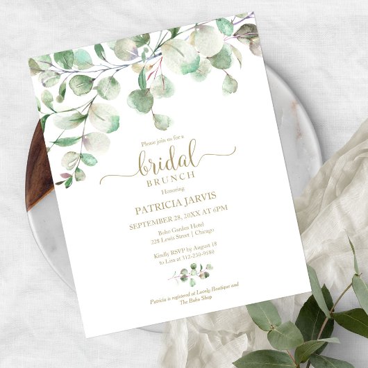 Papier Invitation de brunch de mariage vert budget