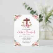 Papier Invitation de brunch de Pâques à la croix religieu (Debout devant)