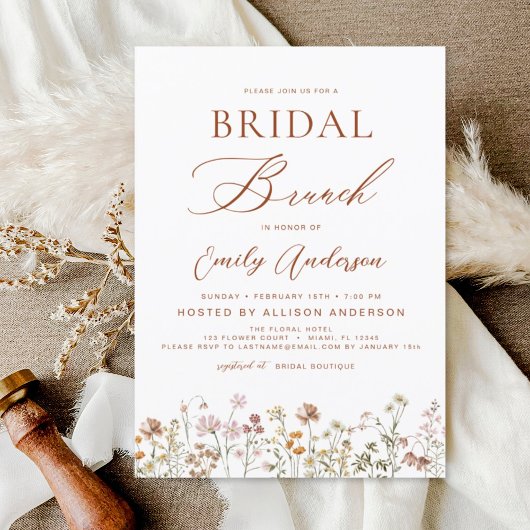 Papier Invitation de Brunch Fleur sauvage Boho