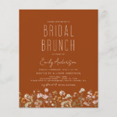 Papier Invitation de Brunch Fleur sauvage orange brûlé (Devant)