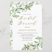 Papier Invitation de Brunch nuptial à fleurs blanches et  (Devant / Derrière)