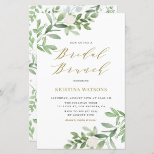 Papier Invitation de Brunch nuptial à fleurs blanches et 