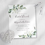 Papier Invitation de brunch nuptiale Eucalyptus Budget<br><div class="desc">Des amis Invitations et des membres de la famille pour honorer la future mariée avec cette invitation à Brunch nuptial abordable avec feuilles d'eucalyptus aquarelle.</div>