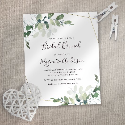 Papier Invitation de brunch nuptiale Eucalyptus Budget