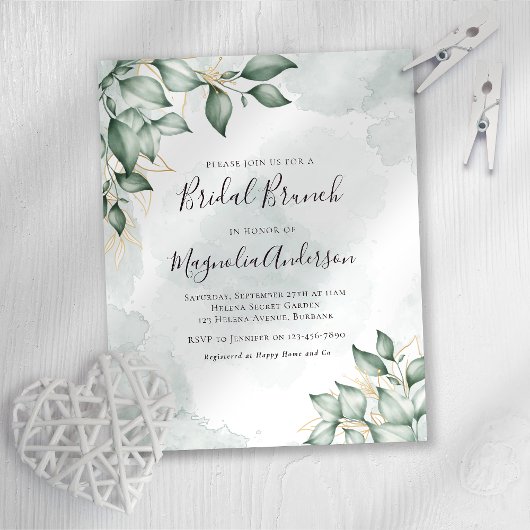 Papier Invitation de brunch nuptiale Eucalyptus Budget
