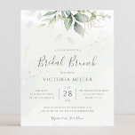 Papier Invitation de brunch nuptiale Eucalyptus Budget<br><div class="desc">Belle invitation de brunch nuptiale avec des eucalyptus aquarelles et des feuilles d'or.</div>