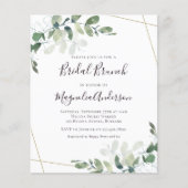 Papier Invitation de brunch nuptiale Eucalyptus Budget (Devant)
