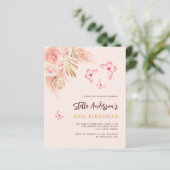 Papier Invitation de budget d'anniversaire de rose de pam (Debout devant)