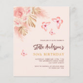 Papier Invitation de budget d'anniversaire de rose de pam (Devant)