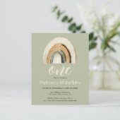 Papier Invitation de budget de 1er anniversaire Boho Rain (Debout devant)