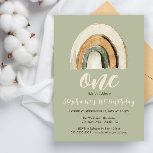 Papier Invitation de budget de 1er anniversaire Boho Rain