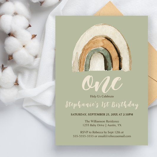 Papier Invitation de budget de 1er anniversaire Boho Rain