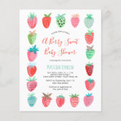 Papier Invitation de budget de baby shower de fraise roug (Devant)
